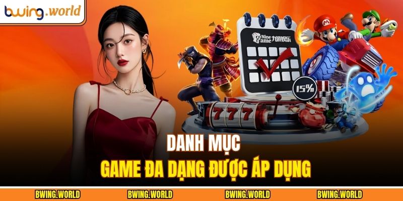 Danh mục game đa dạng được áp dụng